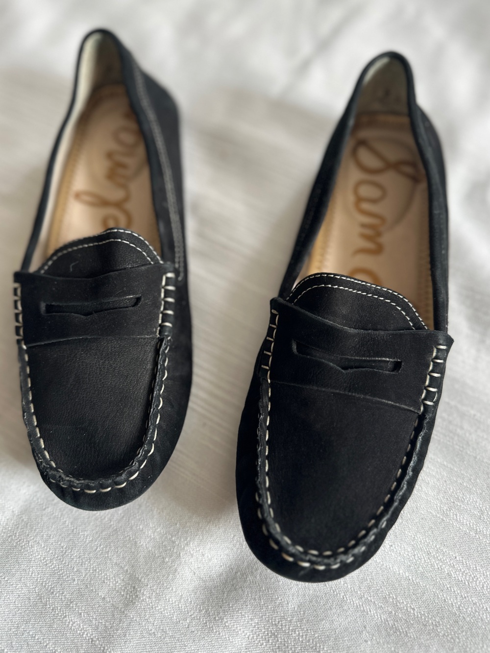 Sam Edelman Filly Women's Penny Loafer Black Suede Flats | 8